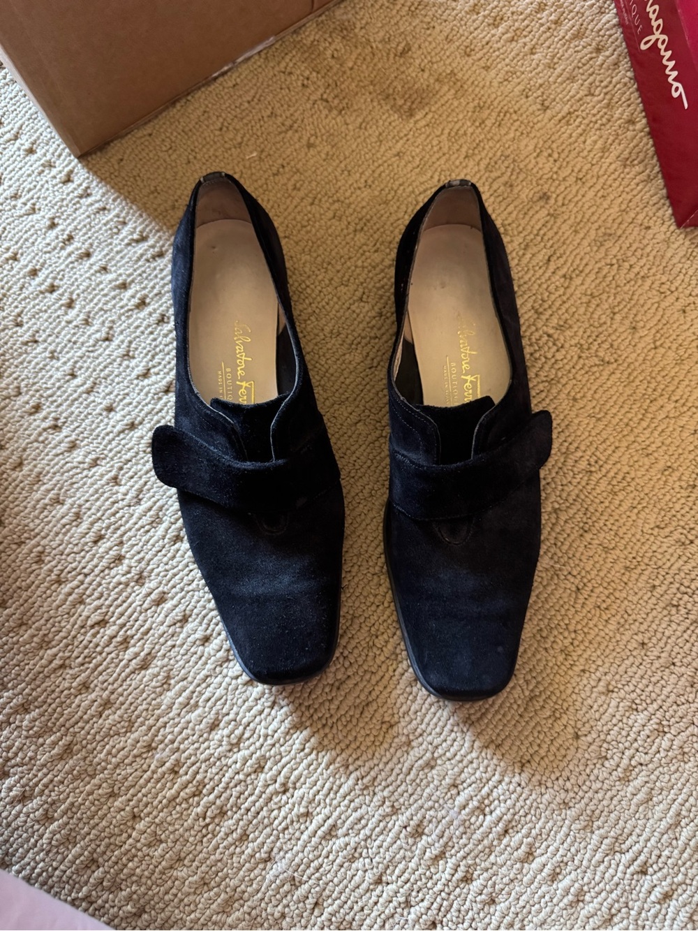 Unworn Salvatore Ferragamo Black Suede Slip-On Loafers